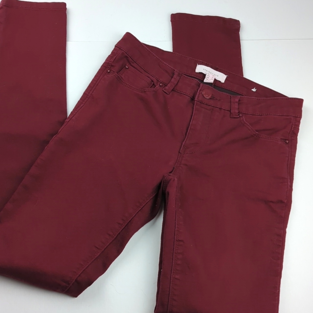 SPRINGFIELD JEANS Women's Burgundy Red Skinny Jeans Size 25